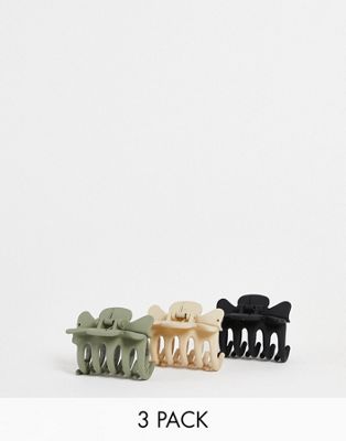 DesignB London pack of 3 tonal hair claws