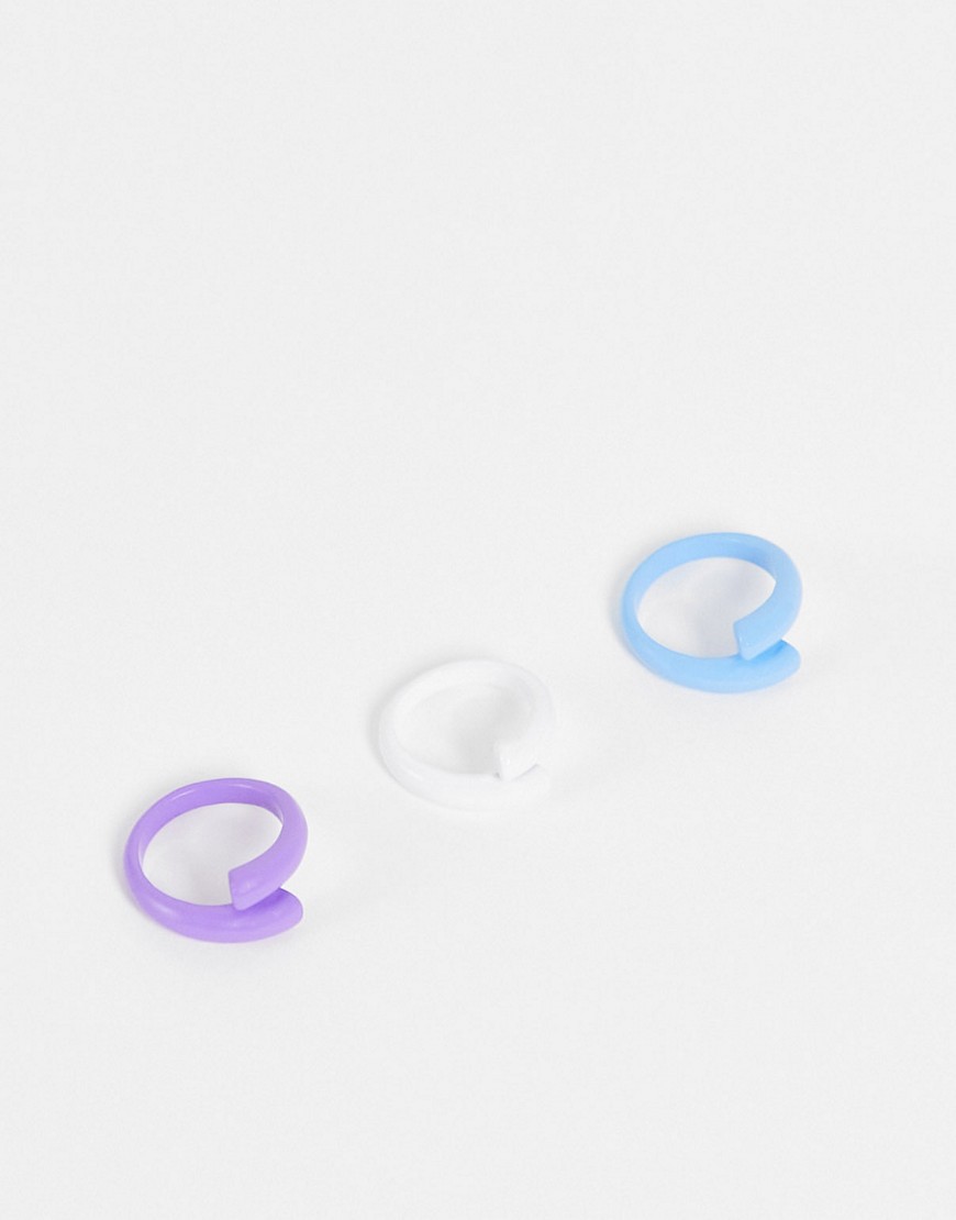 DesignB London pack of 3 twist resin rings in multi