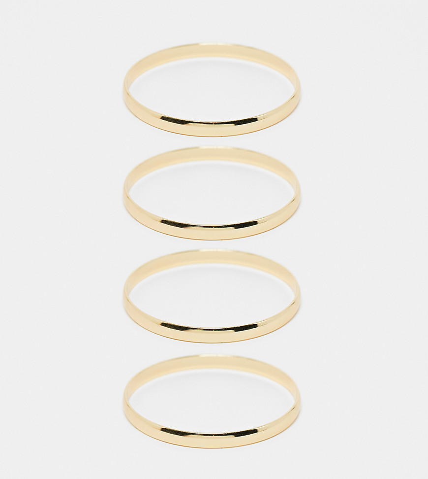 DesignB London pack of 4 bangle bracelets in gold