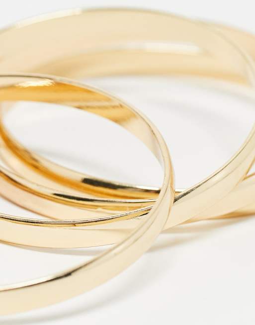 DesignB London pack of 4 bangle bracelets in gold , 3 of 4