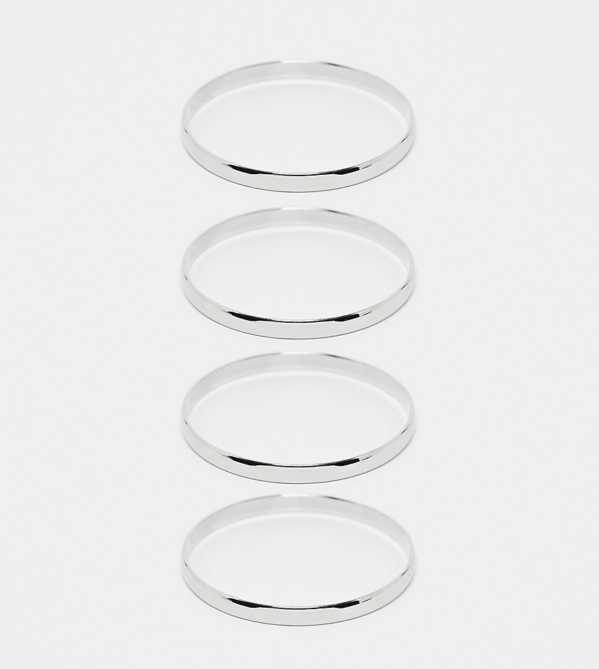 DesignB London pack of 4 bangle bracelets in silver