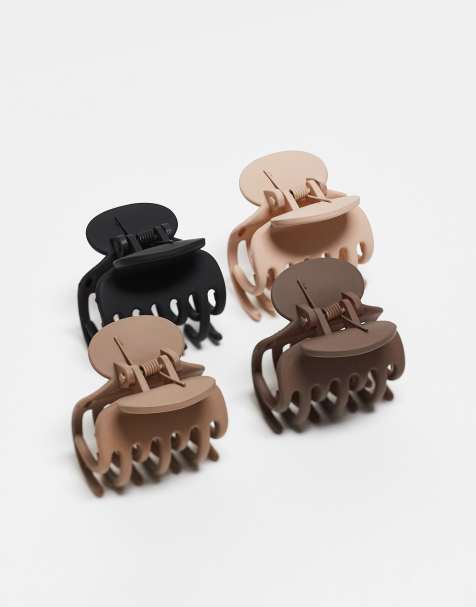 DesignB London pack of 4  hair claws in neutrals - view 1