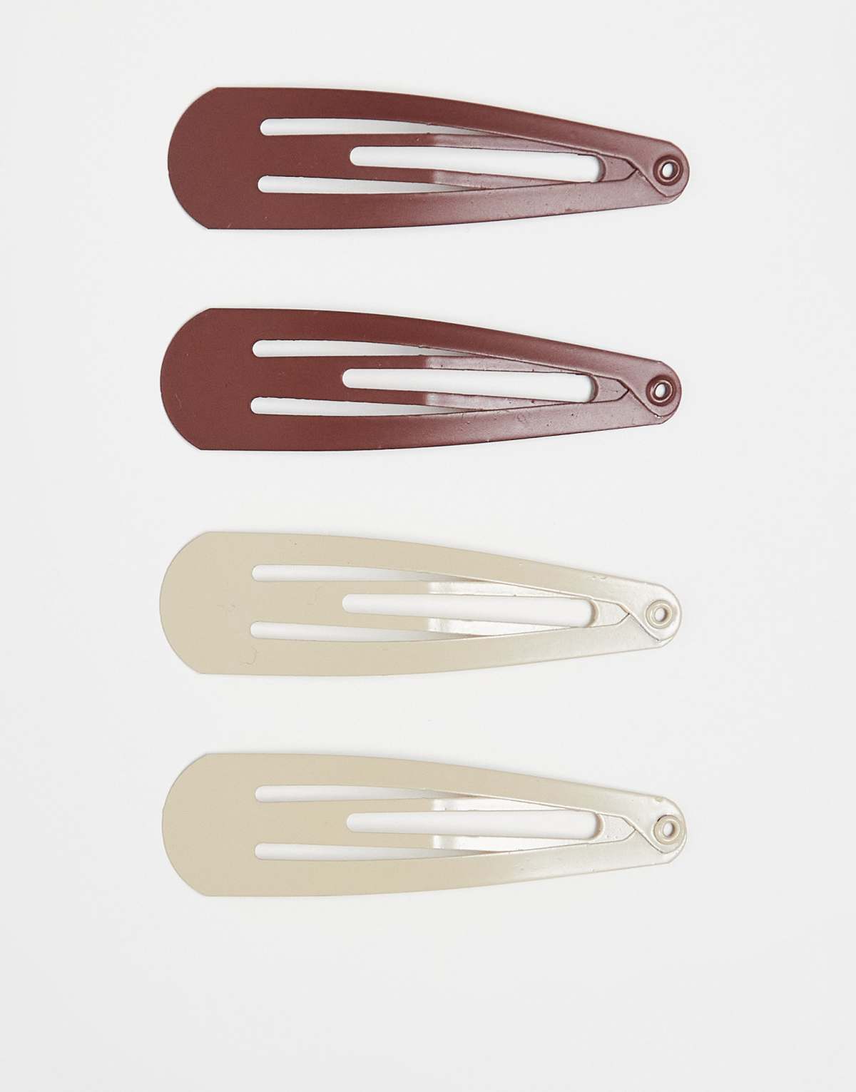 DesignB London pack of 4 hair clips in neutral brown