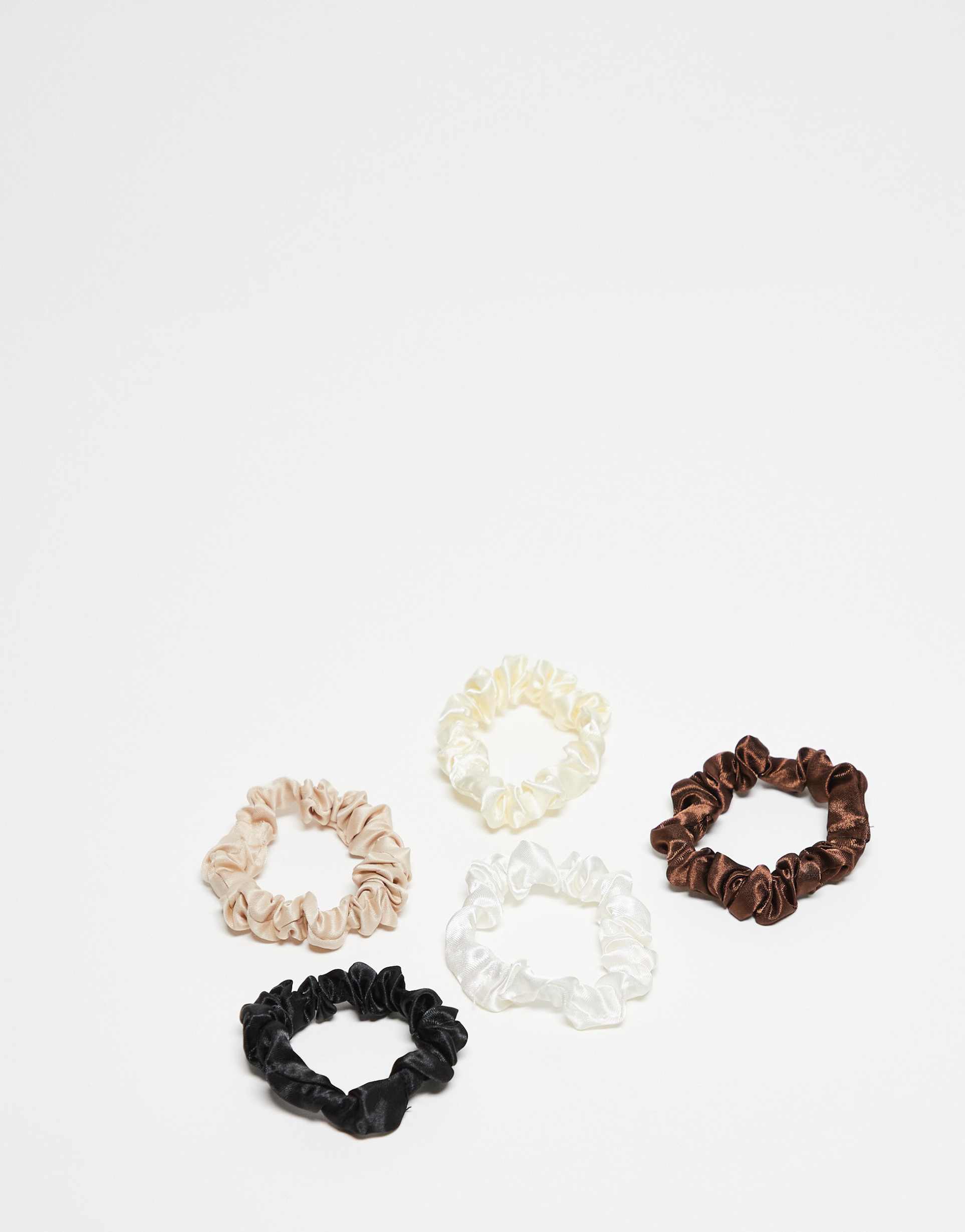 designb london pack of 5 mini ruched scrunchies in classic neutrals