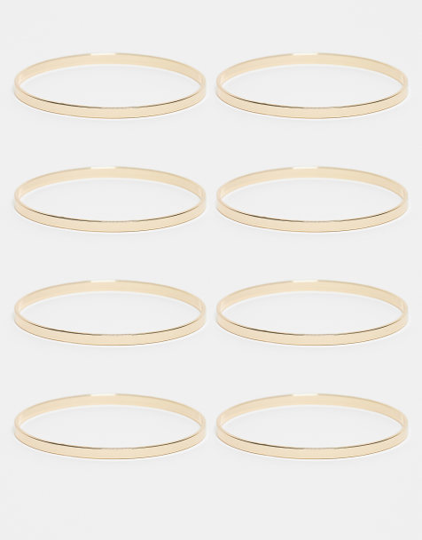 DesignB London pack of 8 bangles in gold - view 1