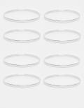 [DesignB London] DesignB London pack of 8 bangles in silver No Size SILVER