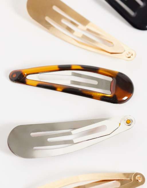DesignB London pack of 8 hair clips in gold, silver and neutrals, 3 of 3
