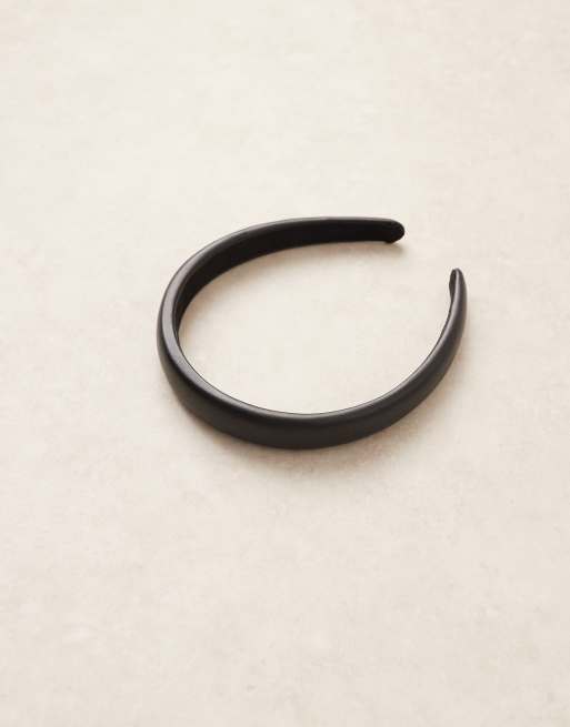 DesignB London padded faux leather headband in black, 2 of 3