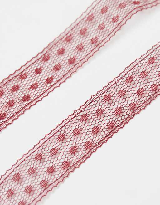 DesignB London - Pakke med 2 bordeaux hårsløjfer med broderier  , 4 af 4