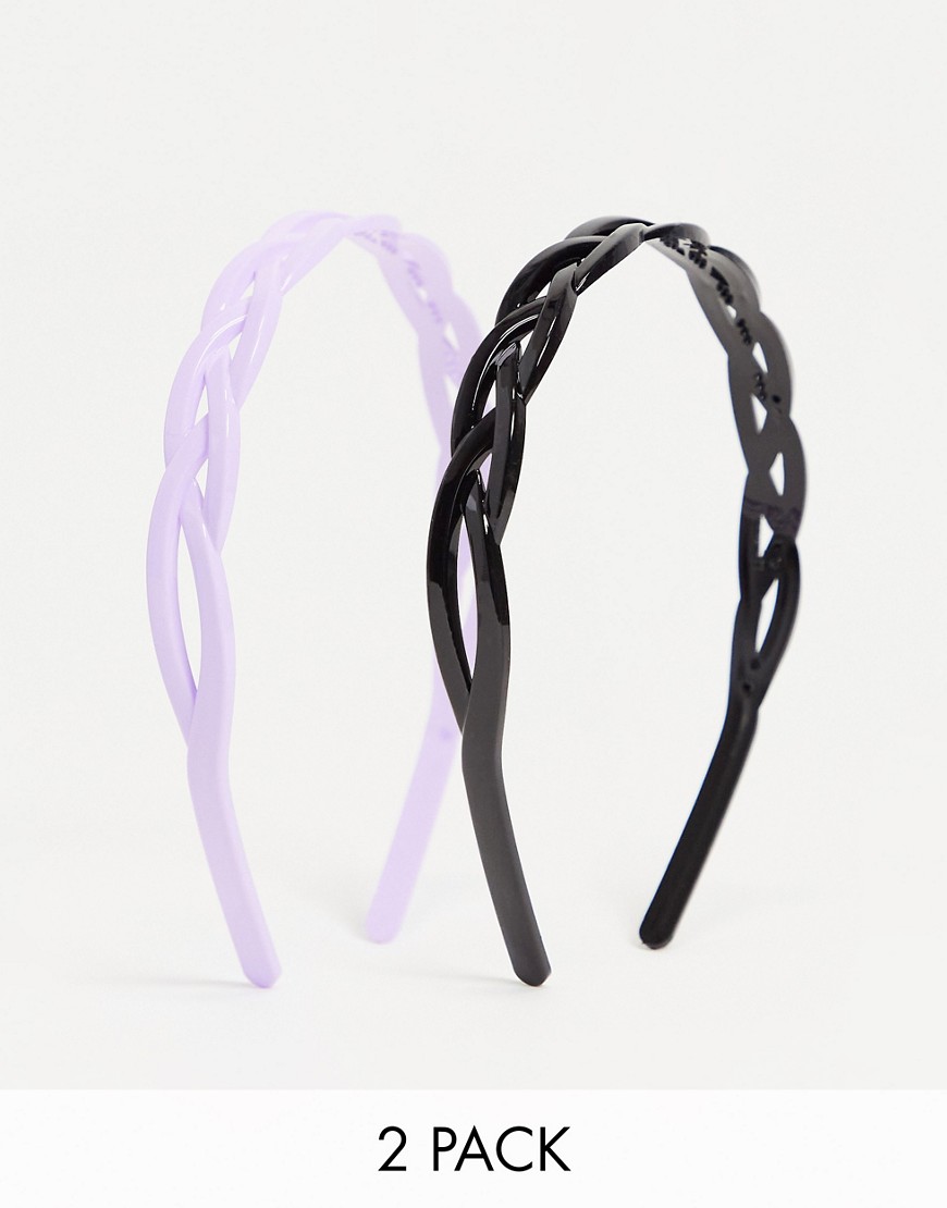 DesignB London - Pakke med 2 snoede hårbøjler i akryl-Multifarvet