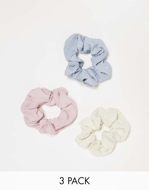 DesignB London - Pakke med 3 plisserede scrunchies i pastelfarver 