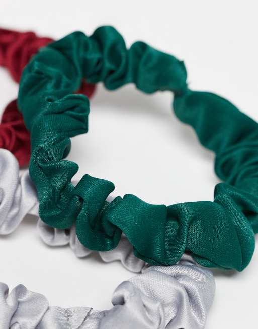DesignB London - Pakke med 5 festlige mini-scrunchies med rynker, 2 af 3