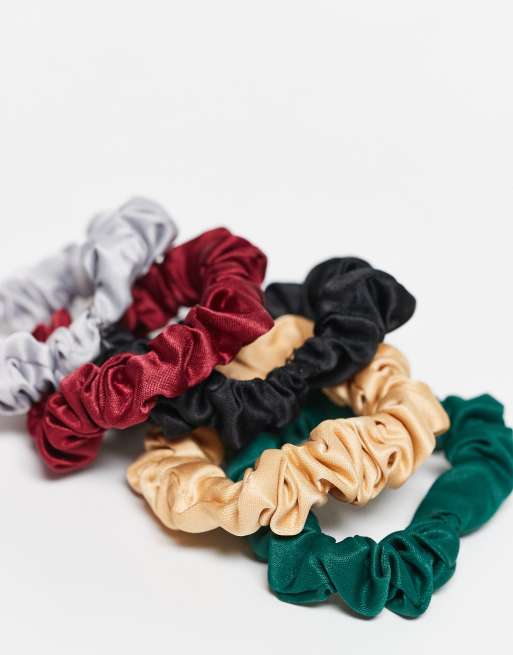 DesignB London - Pakke med 5 festlige mini-scrunchies med rynker, 3 af 3