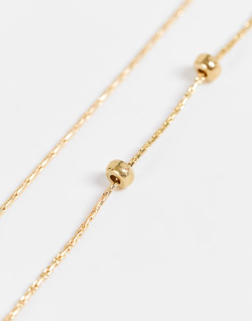 DesignB London pastel beaded chain necklace in gold