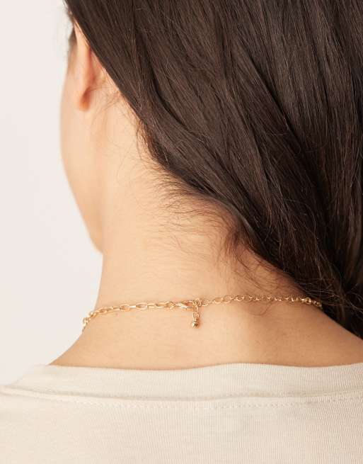 DesignB London pearl and celestial charm necklace in gold, 2 of 3