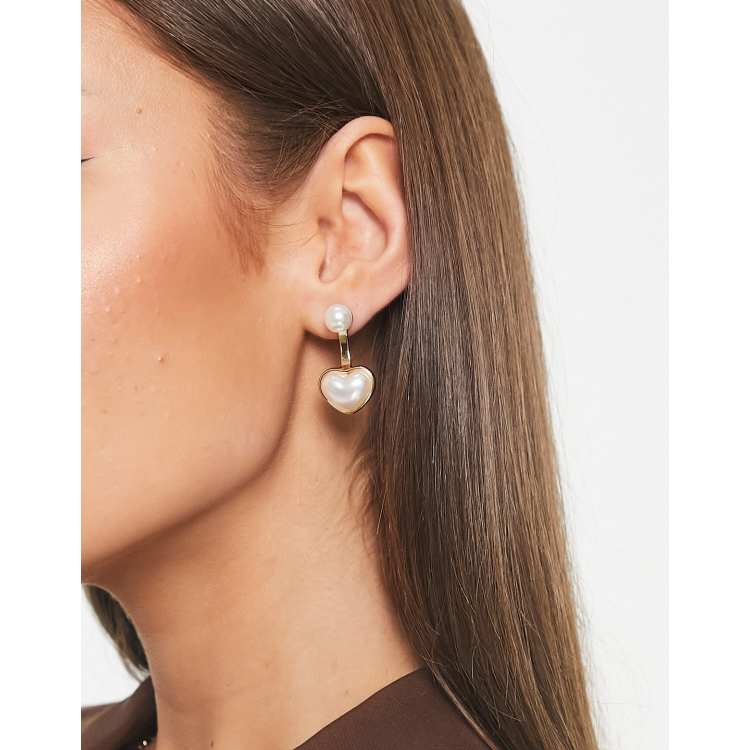 Pearl heart sale drop earrings