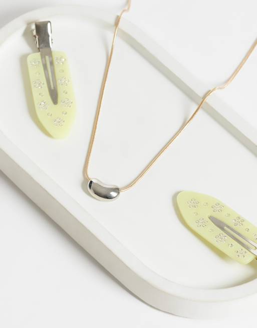 DesignB London pebble pendant necklace in mixed metal, 2 of 4