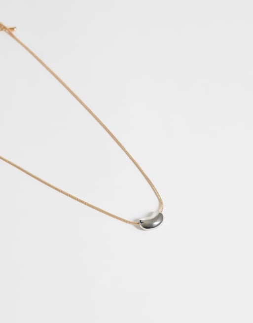 DesignB London pebble pendant necklace in mixed metal, 3 of 4