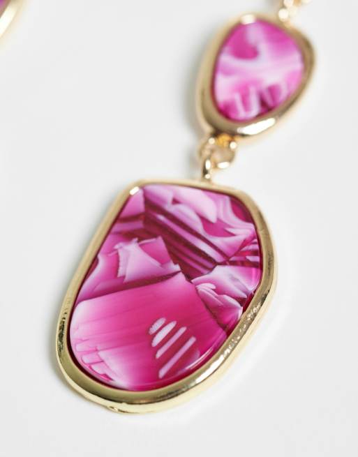 DesignB London - Pendants d'oreilles en résine effet marbré - Rose, 4 de 4