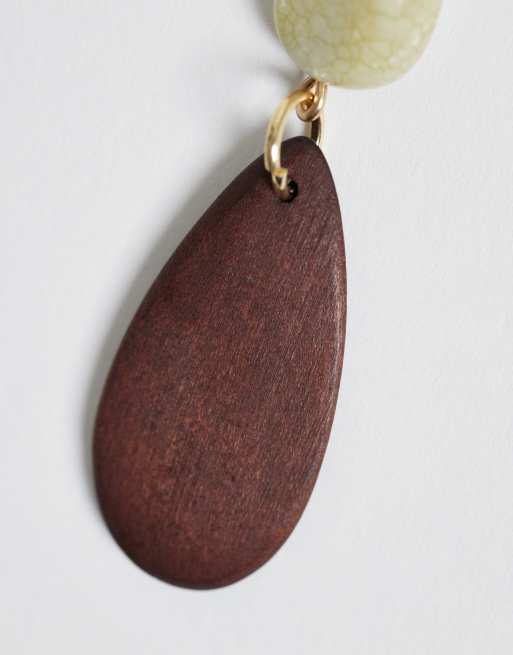 DesignB London - Pendants d'oreilles pierre et bois, 3 de 4