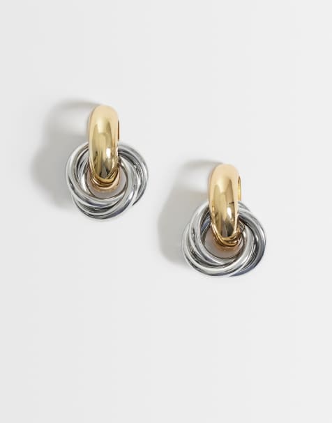DesignB London - Pendientes en tonos metálicos variados de estilo aldaba - view 1