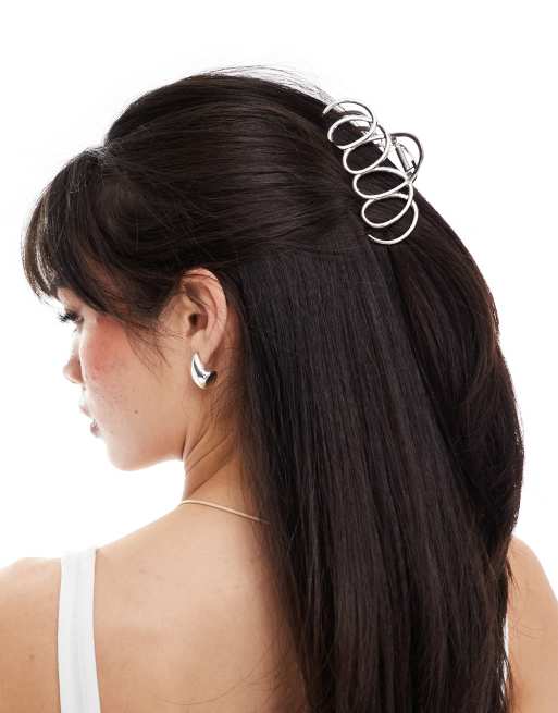 DesignB London - Pince à cheveux effet métallisé - Argenté 