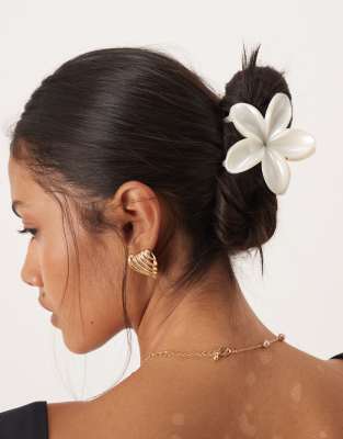 DesignB London - Pince à cheveux effet nacré-Blanc