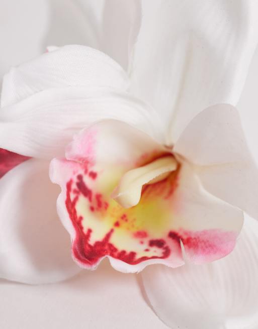 DesignB London - Pince à cheveux fleur en tissu - Rose et blanc, 2 de 3