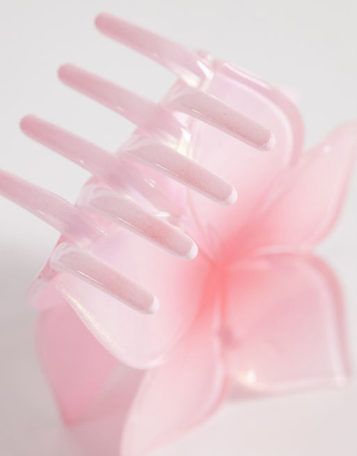 DesignB London - Pink hårklemme med design med hibiscus-blomst, 2 af 3