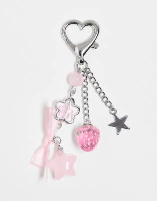 DesignB London DesignB London pink multicharm key ring bag charm-Silver