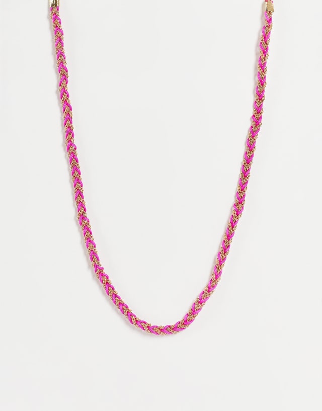 DesignB London pink plait rope necklace