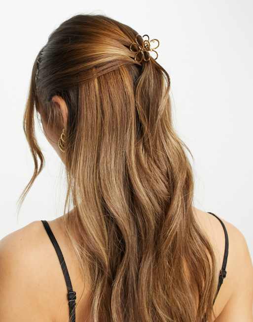 DesignB London - Pinza per capelli color oro a fiore