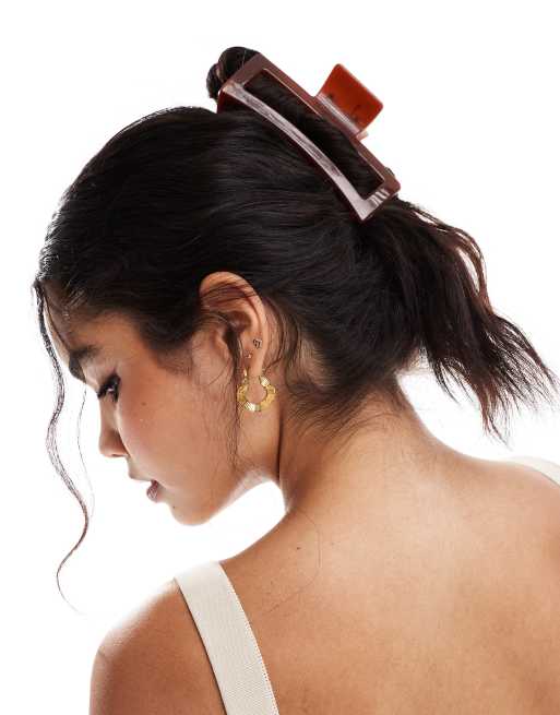 DesignB London - Pinza per capelli grande marrone fumé  