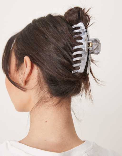 DesignB London - Pinza per capelli marmorizzata in bianco e nero