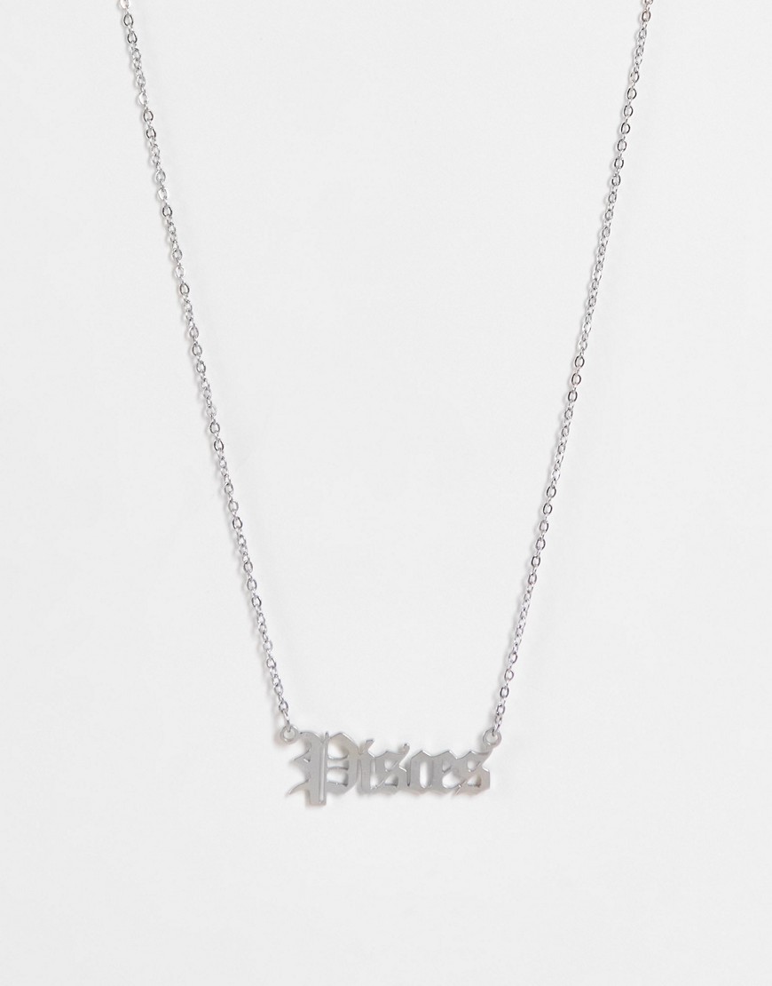 DesignB London Pisces stainless steel starsign necklace in silver