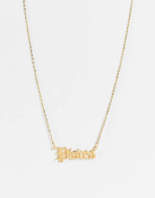 DesignB London Pisces star sign stainless steel necklace in gold 