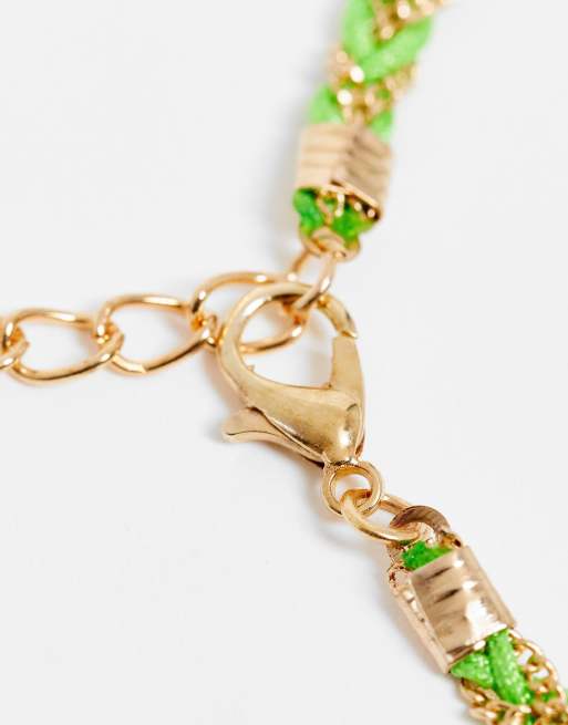 DesignB London plait rope bracelet in green | ASOS