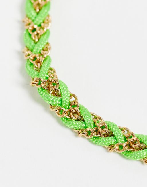DesignB London plait rope bracelet in green | ASOS
