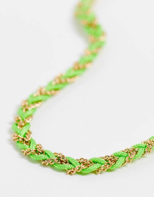 DesignB London plait rope bracelet in green | ASOS