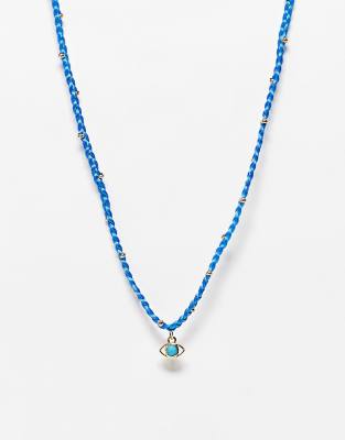 Designb London Plait Rope Necklace With Eye Charm-multi