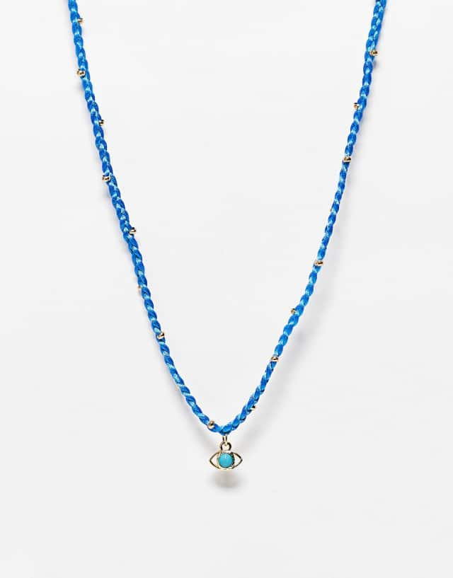 DesignB London plait rope necklace with eye charm