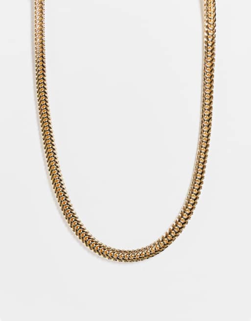 DesignB London - Platte ketting met grove schakels in goud