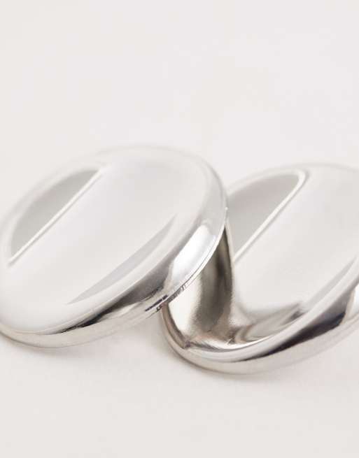 DesignB London - Platte oorknopjes in zilver, 3 van 4