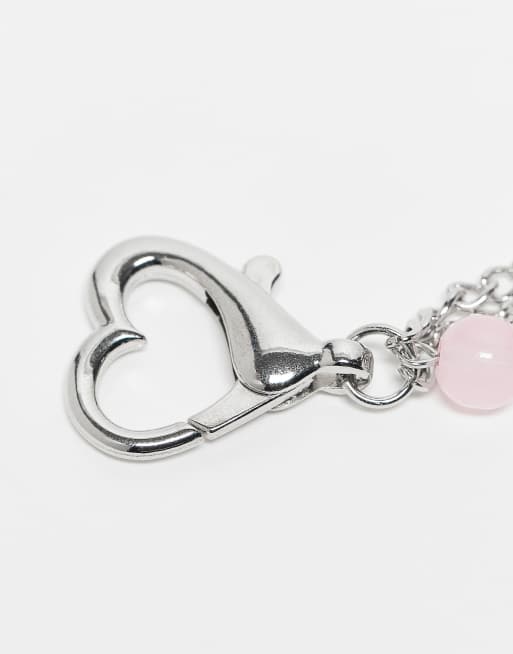 DesignB London - Portachiavi ad anello da borsa con ciondoli multipli rosa, 3 di 3