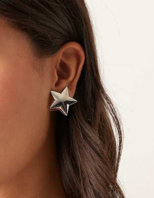 DesignB London - Puces d'oreilles avec étoiles oversize - Argenté