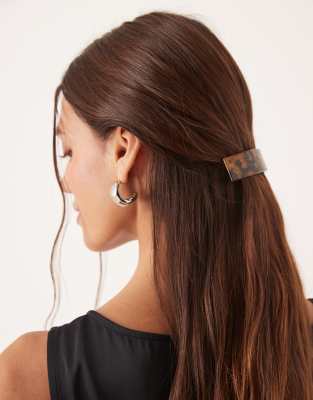 rectanglar barette hair clip in tortoiseshell-Brown
