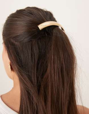 rectanglar metal hair tie in gold tone