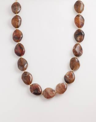 Designb London Resin Beaded Necklace In Burgundy