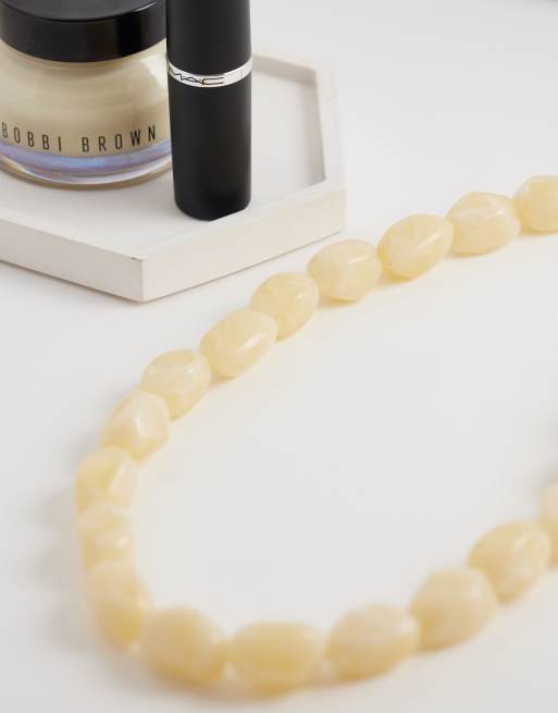 DesignB London resin beaded necklace in white, 3 of 4