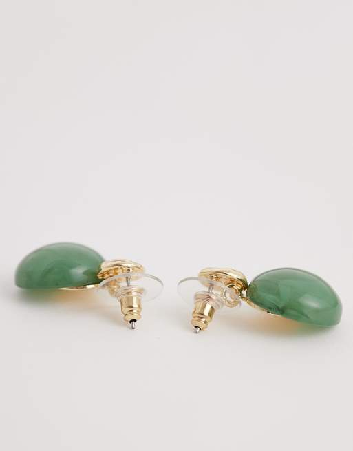 DesignB London resin drop earrings in green and gold, 3 of 4